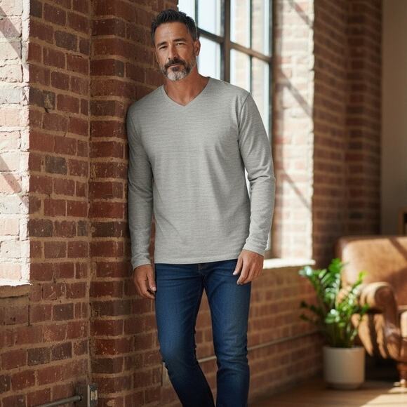 Guess Los Angeles Grey Gray Long-Sleeve Shirt Top SK11818 Casual Mens Medium - Picture 1 of 16